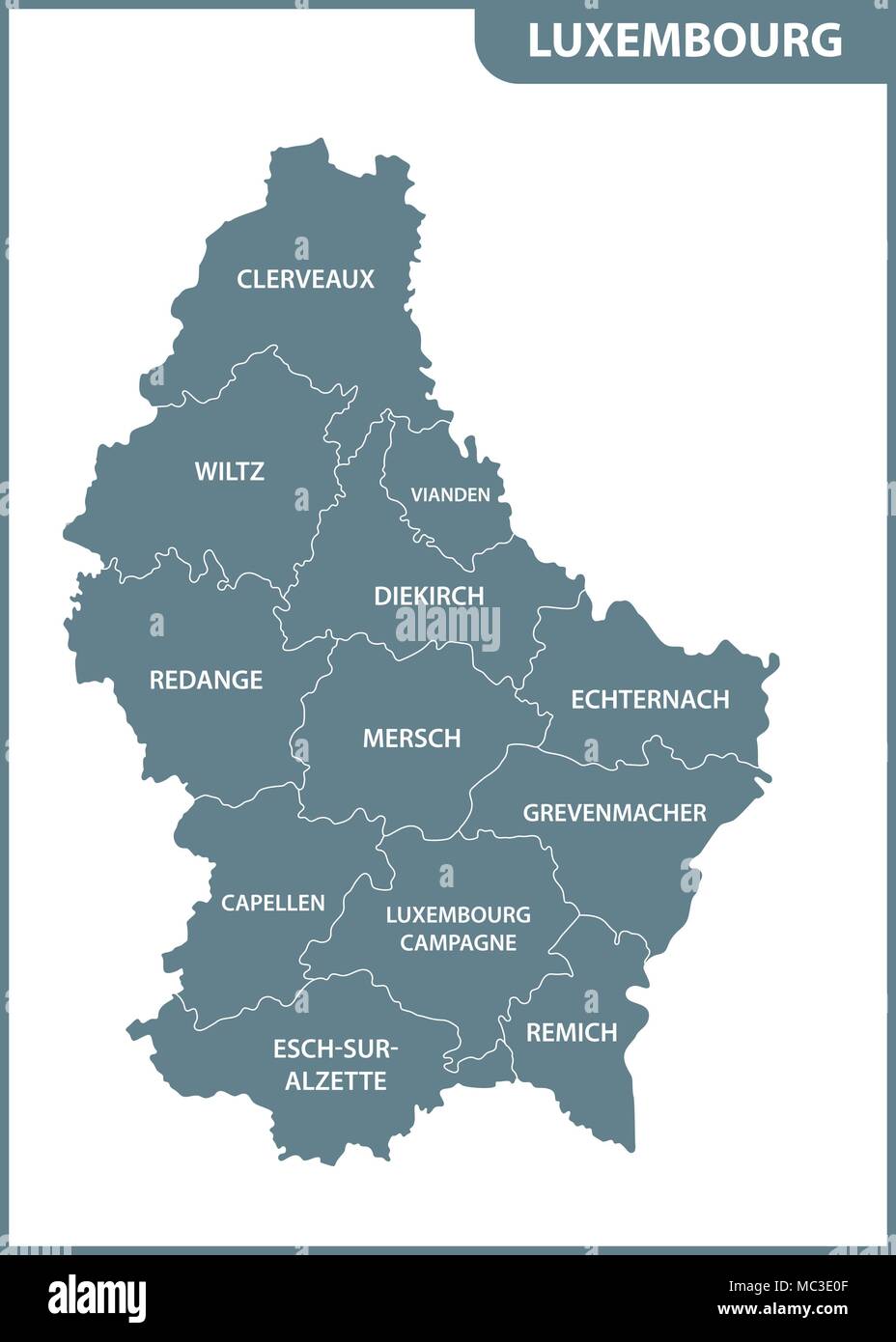 La carte détaillée du Luxembourg avec les régions ou états Illustration de Vecteur