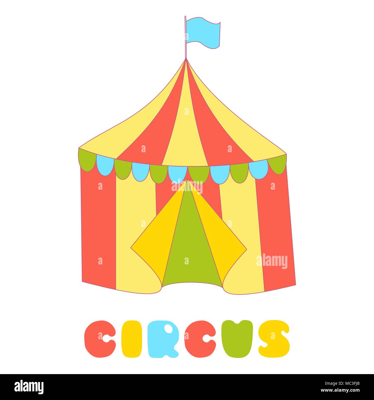 Rayures colorées vector tente de cirque isolé sur fond blanc Illustration de Vecteur