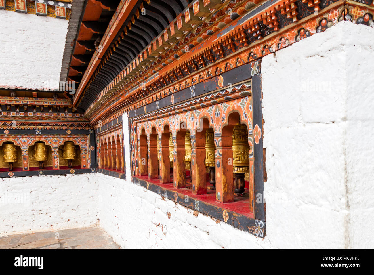 Le point de vue de la Punakha Dzong considéré comme palais de le grand bonheur à Punakha, Bhoutan Banque D'Images