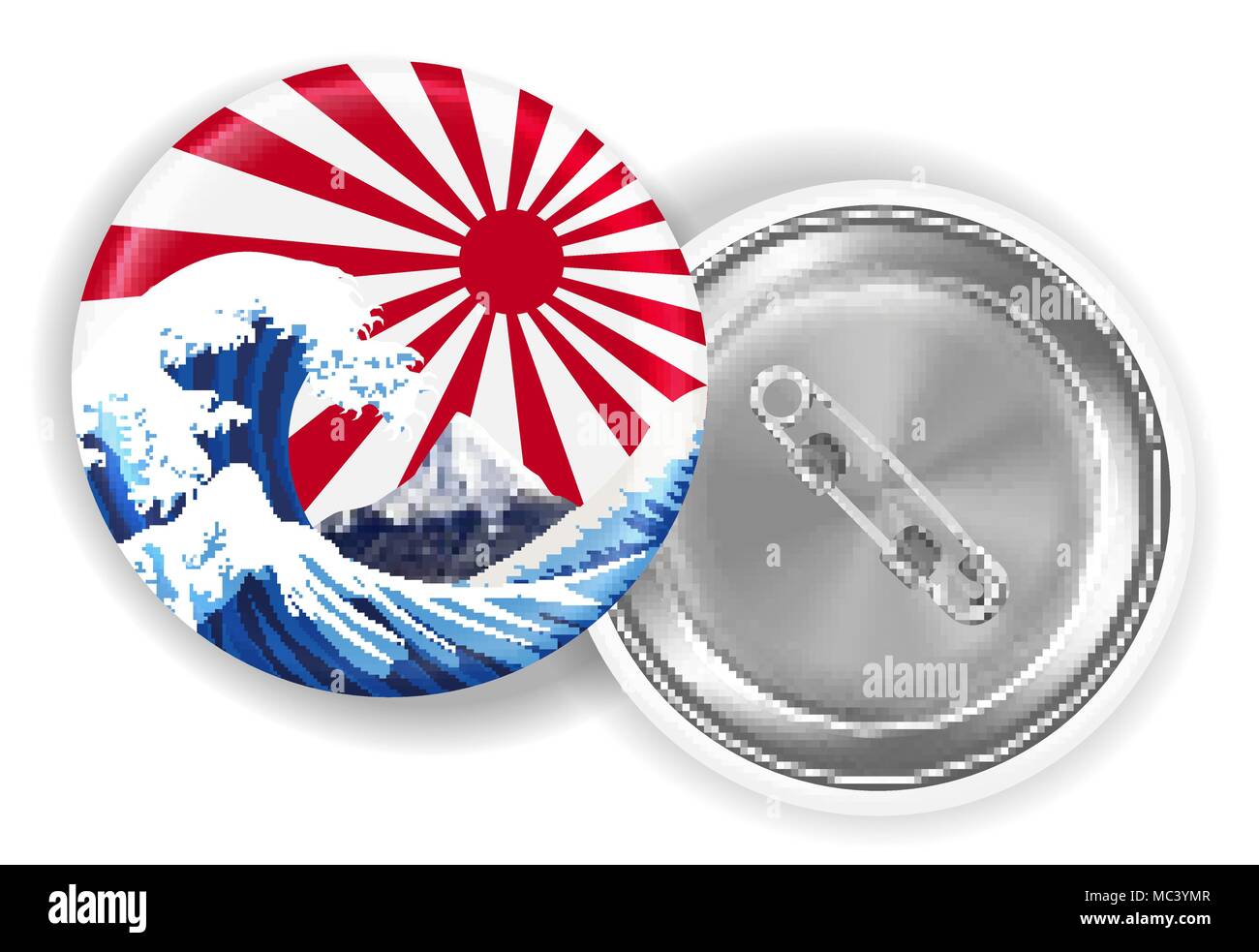 Le Japon mer vague mt.fuji sur rising sun broche drapeau Illustration de Vecteur