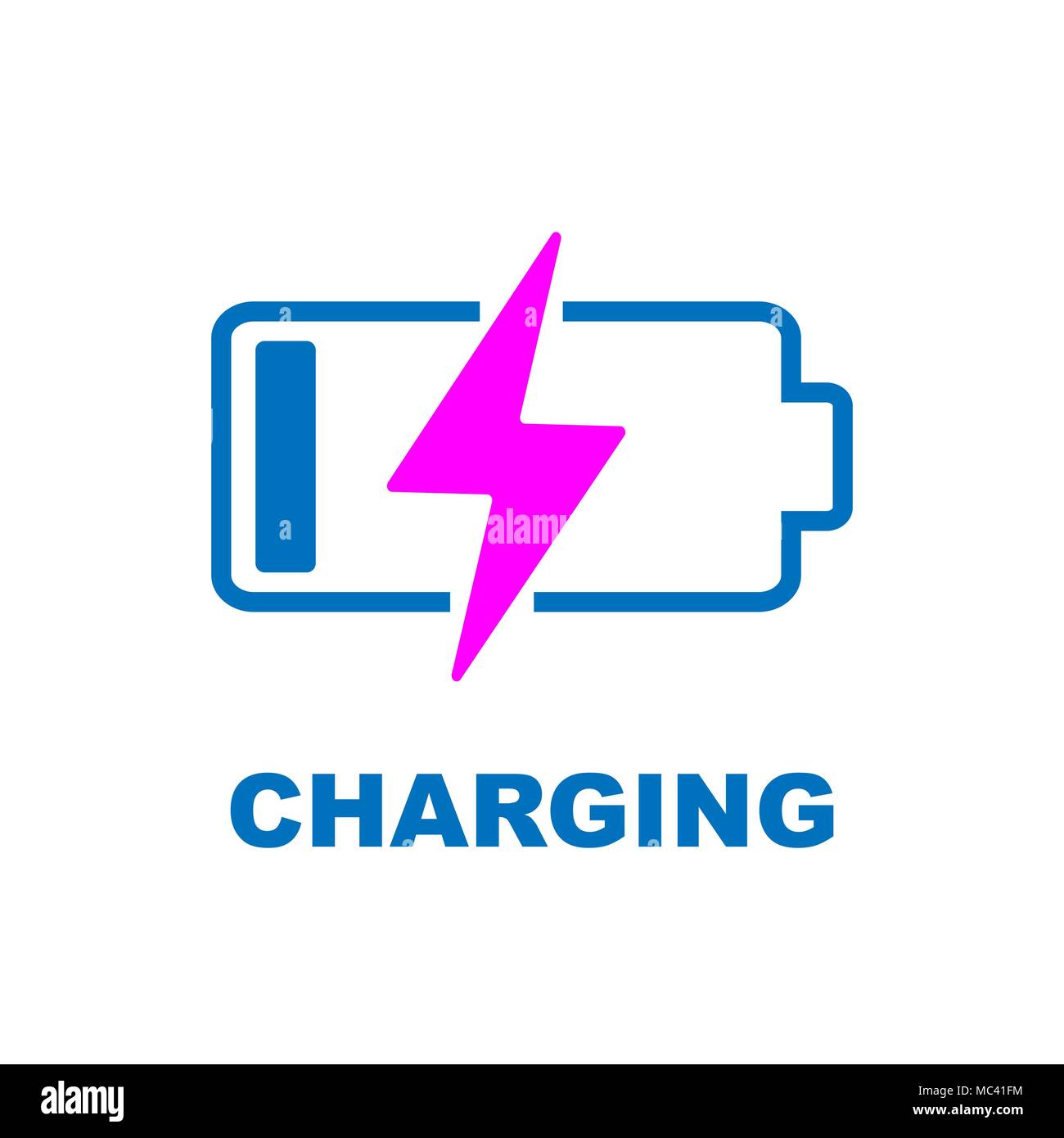 Icône vecteur de charge de la batterie. Signe de couleur sur fond blanc Illustration de Vecteur