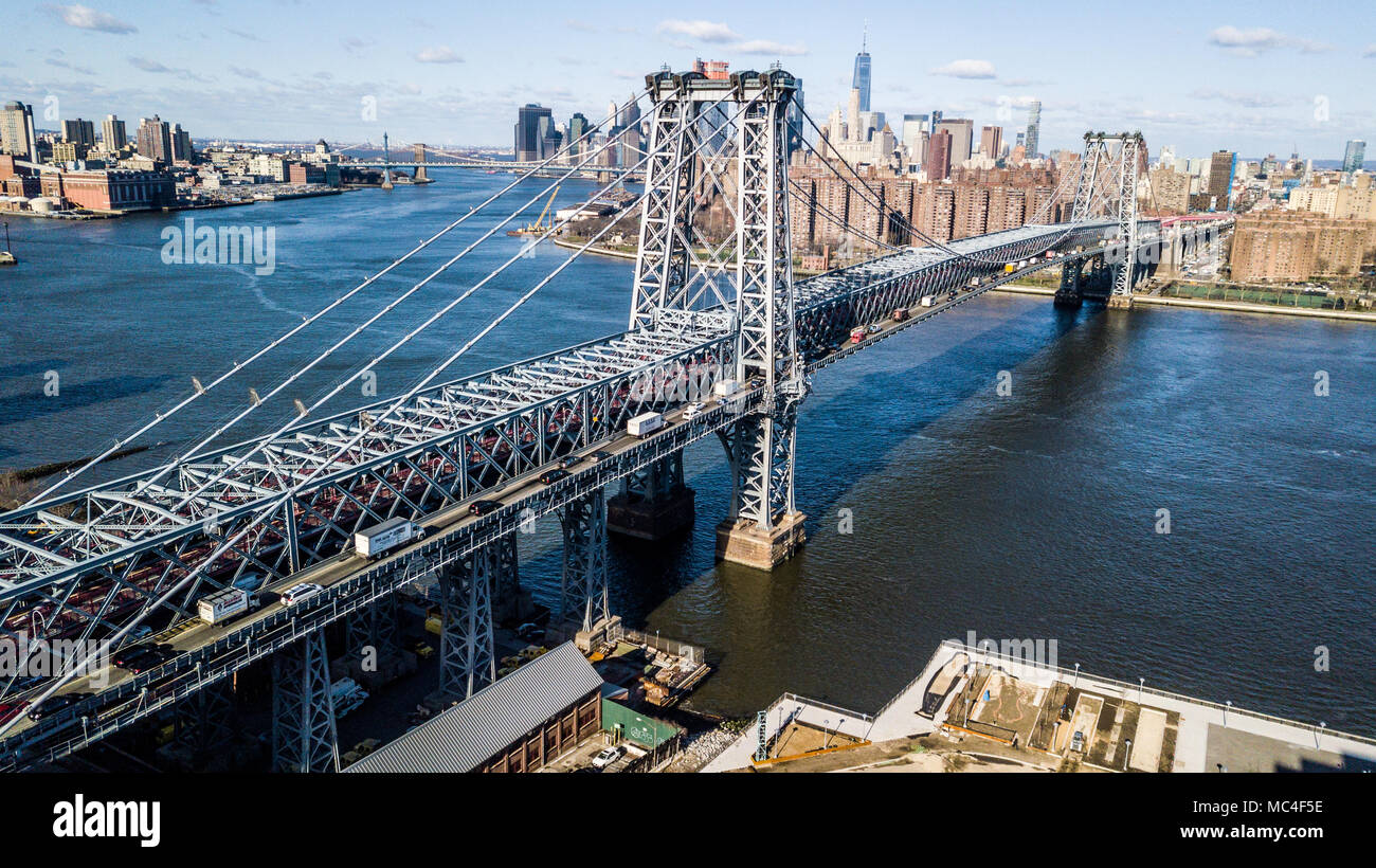 Le Williamsburg Bridge et de Manhattan, New York City, NY, USA Banque D'Images