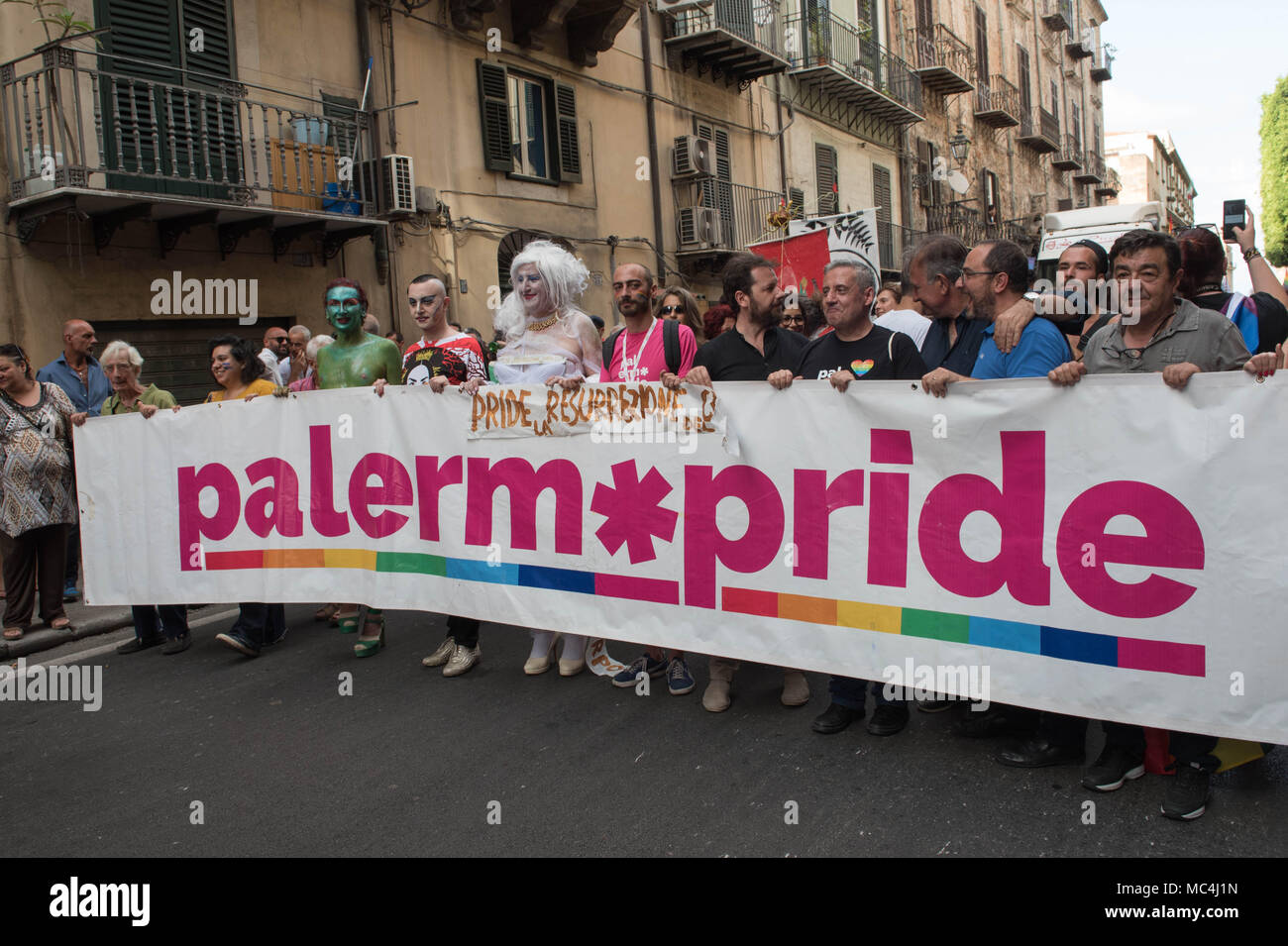 La fierté de Palerme, le grand gay pride dans la région méditerranéenne Banque D'Images