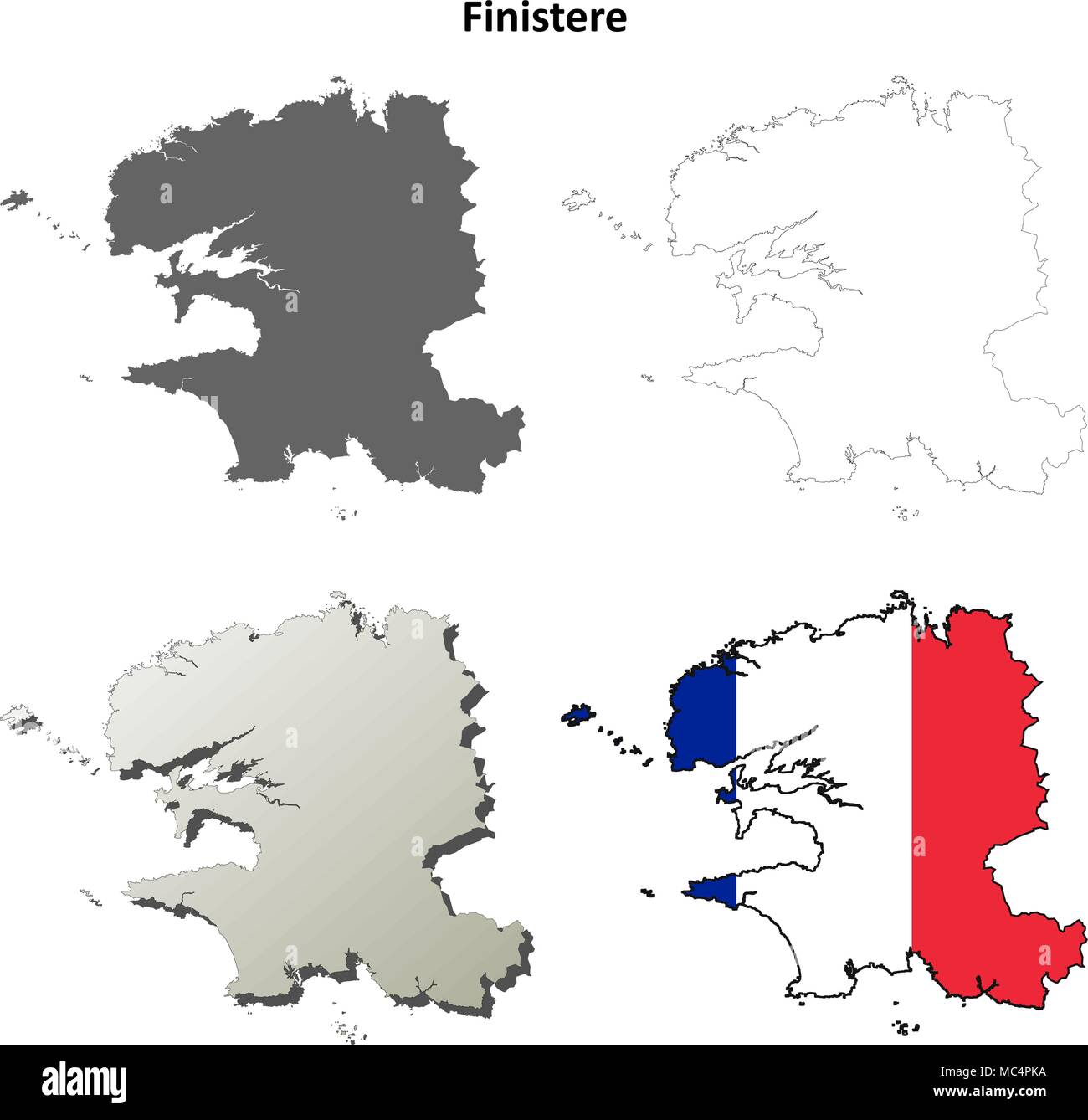 Finistere, Bretagne carte contour défini Illustration de Vecteur