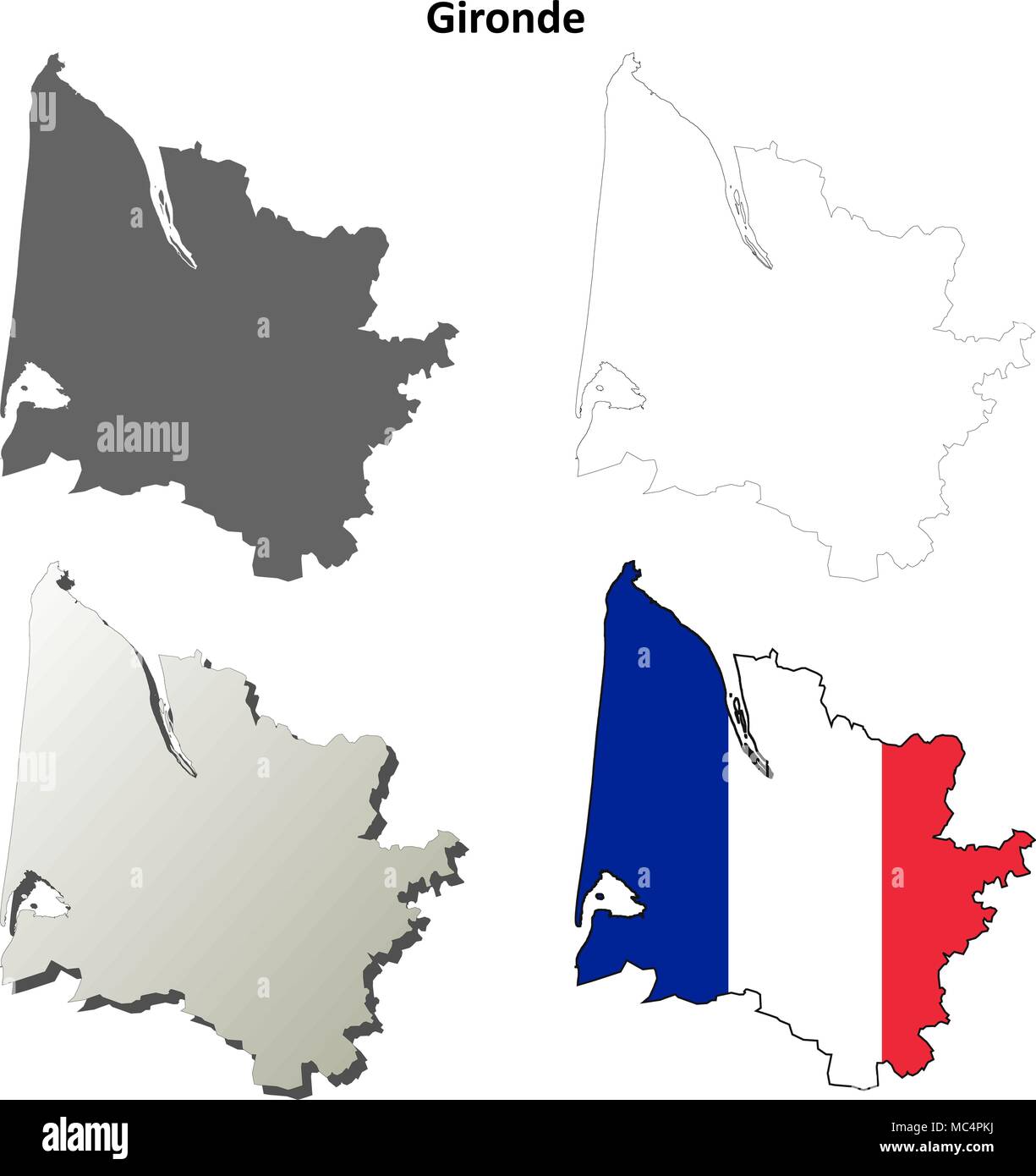 Gironde, Aquitaine carte contour défini Illustration de Vecteur