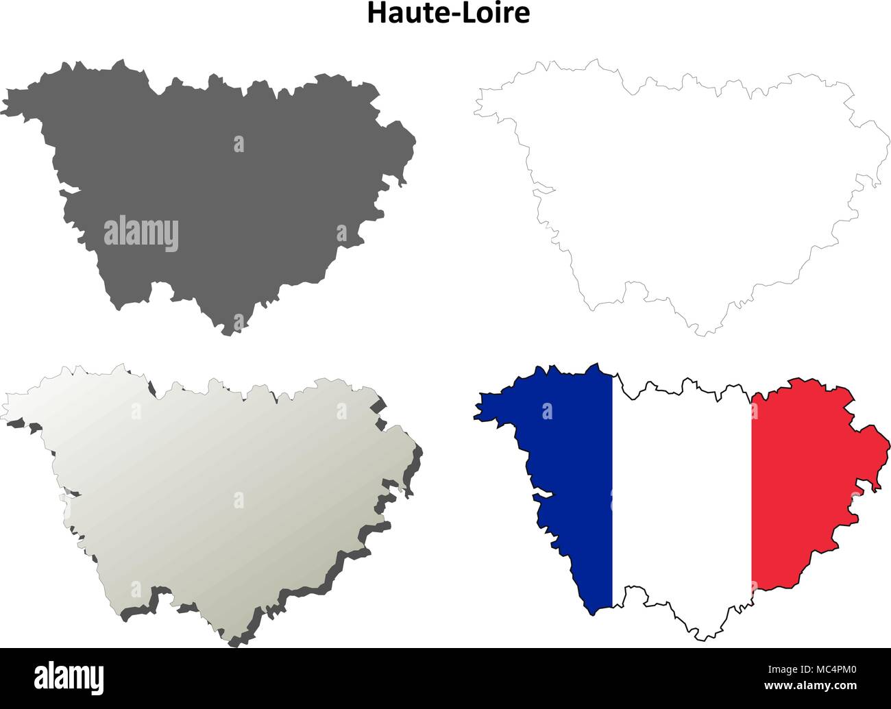 Haute-Loire, Auvergne carte contour défini Illustration de Vecteur
