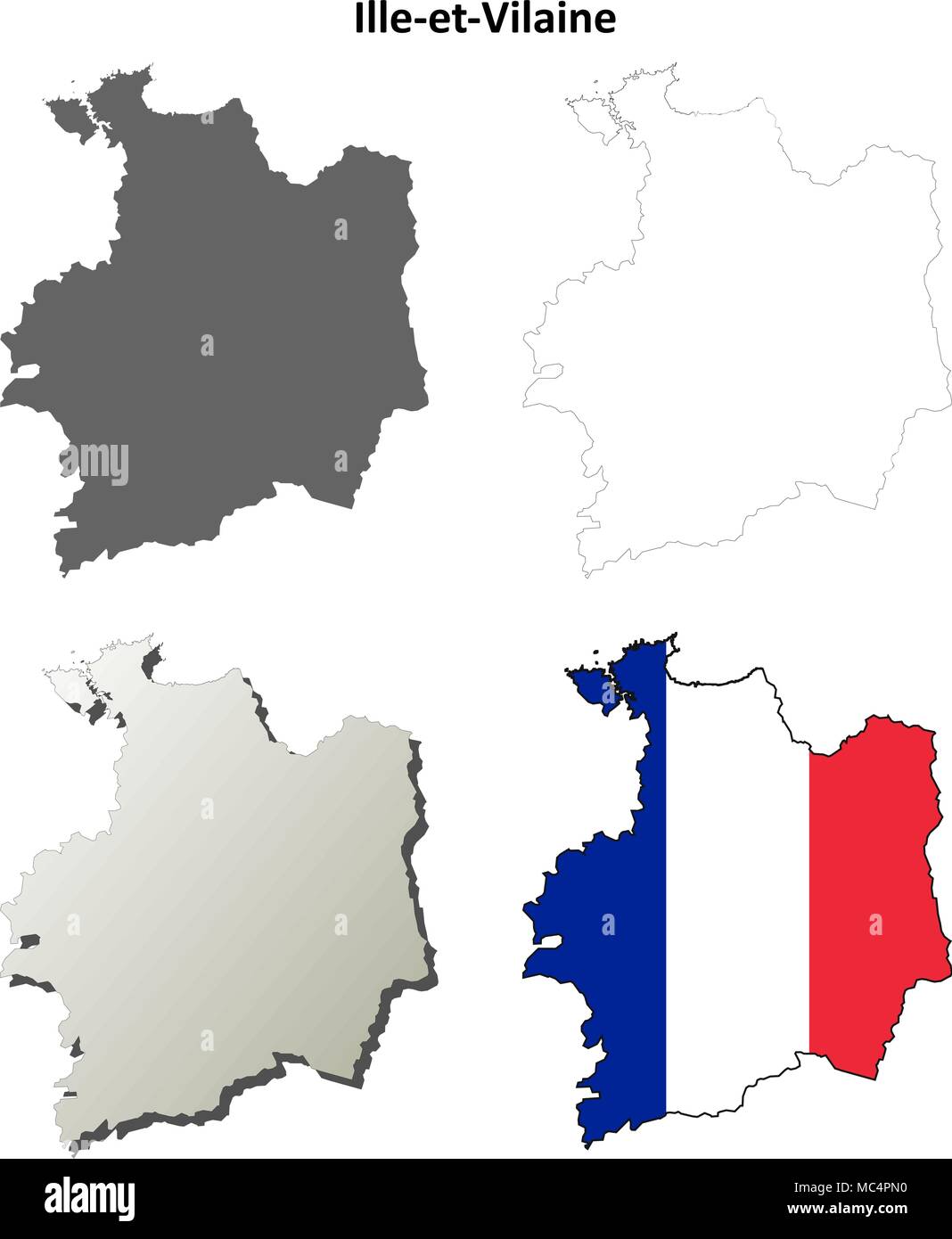 Ille-et-Vilaine, Bretagne carte contour défini Illustration de Vecteur