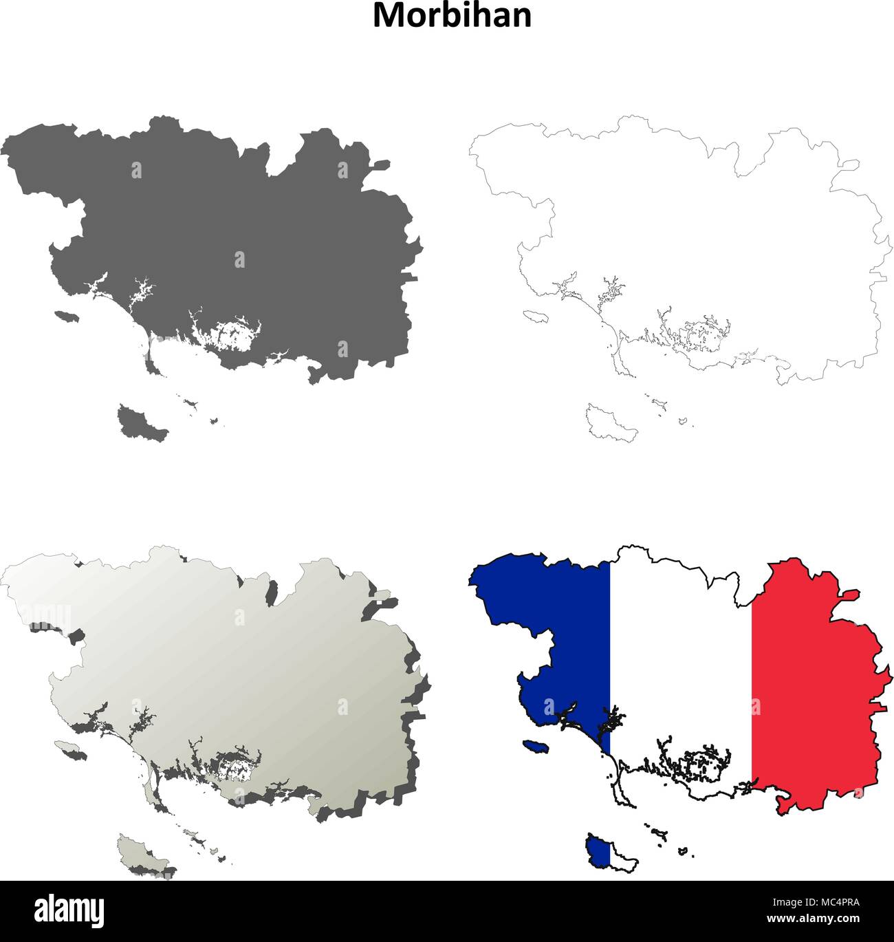 Morbihan, Bretagne carte contour défini Illustration de Vecteur