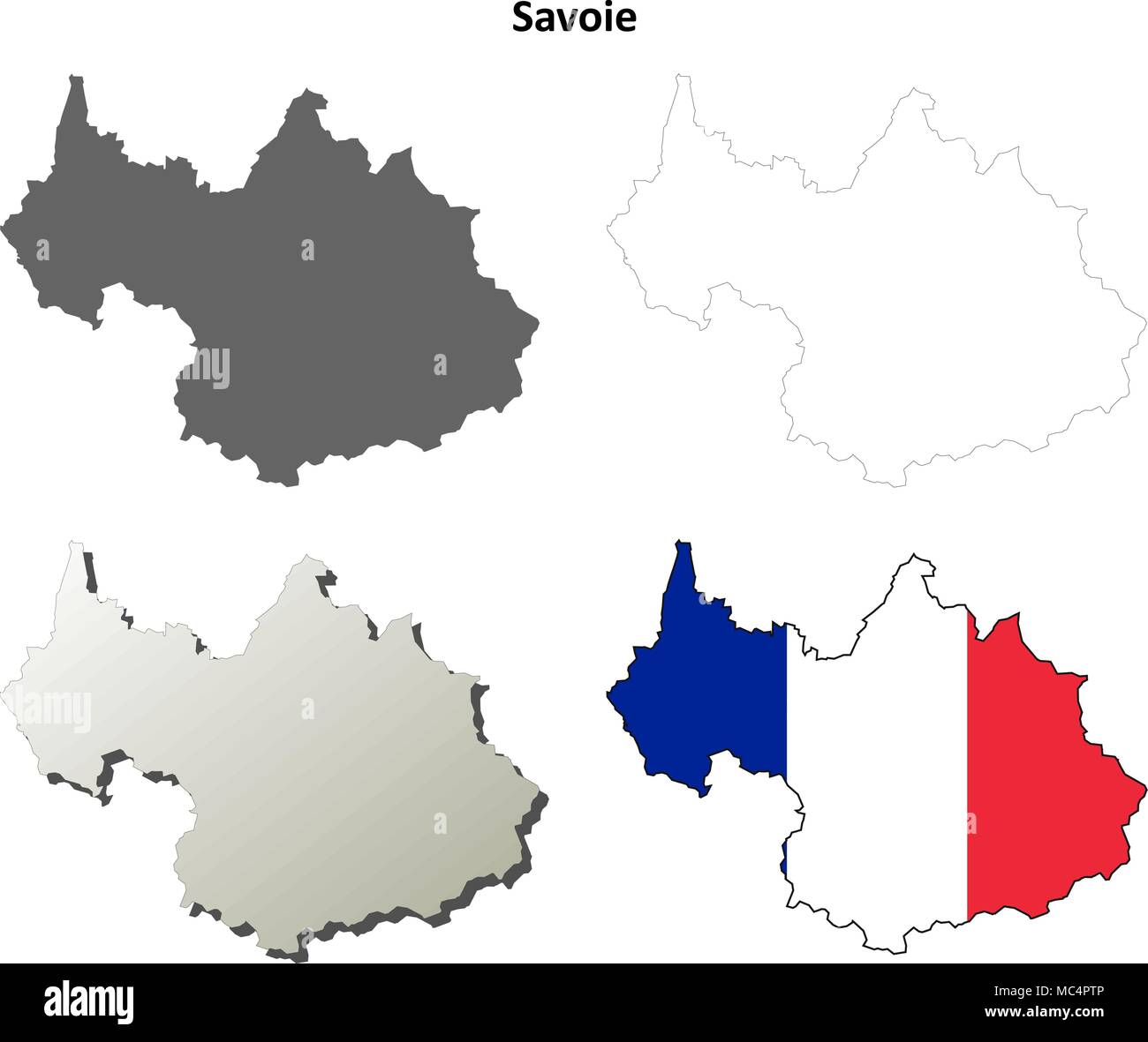 Savoie, Rhone-Alpes contour plan set Illustration de Vecteur