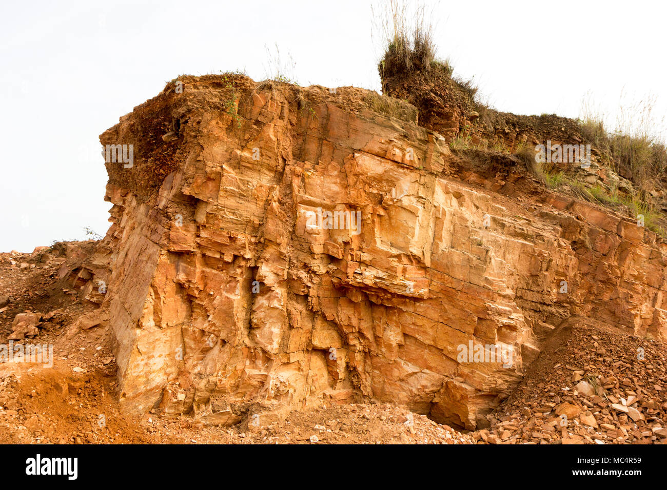 Un quary - dalles de roche. Tourné en Ouganda en 2017. Banque D'Images