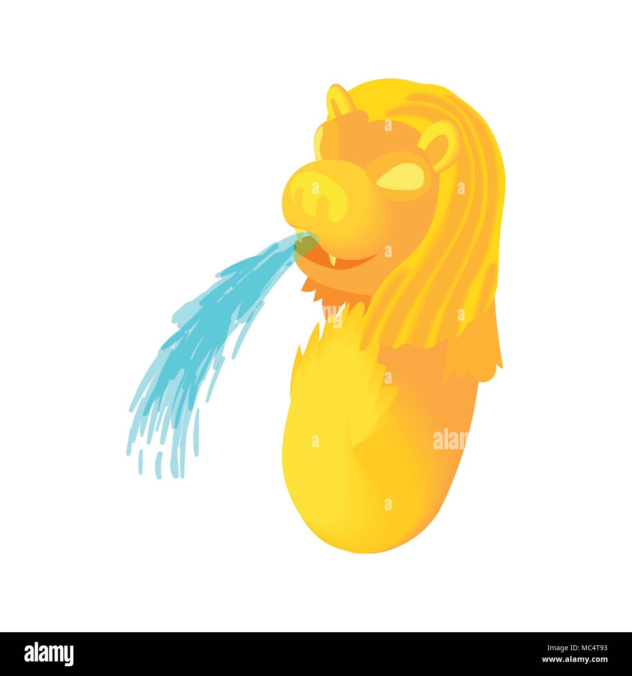 Statue de poissons-lions Merlion, l'icône de style cartoon Illustration de Vecteur