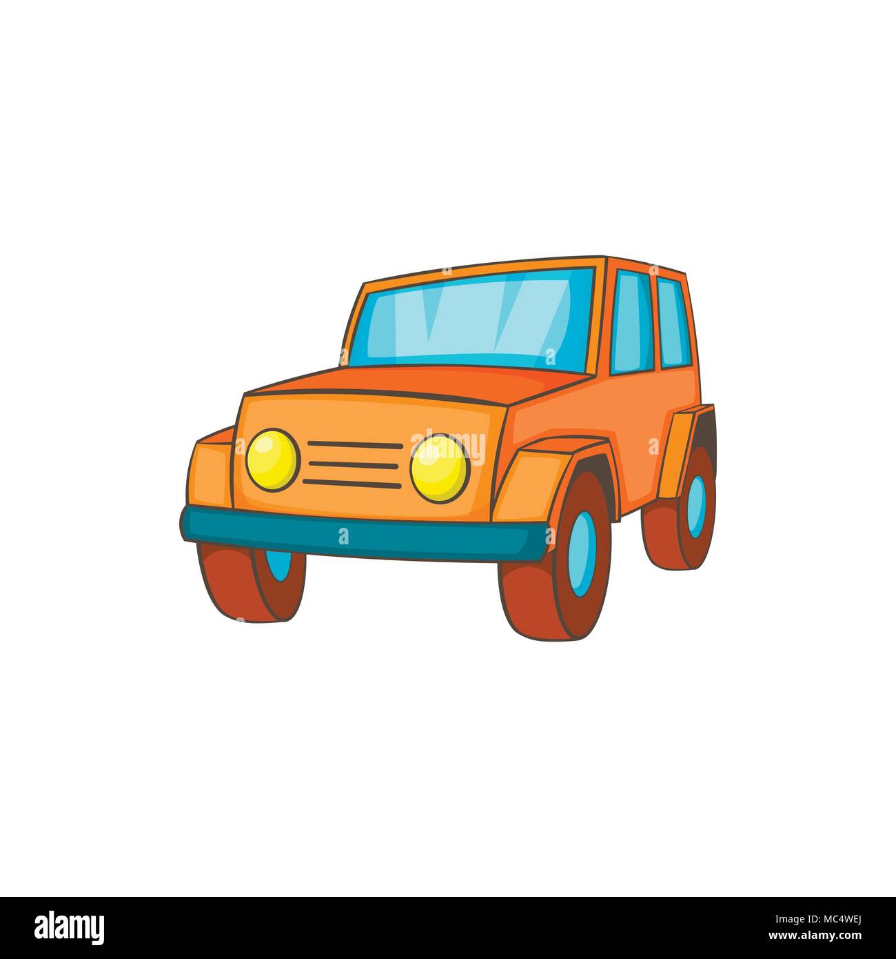 L'icône orange dans un style cartoon jeep Illustration de Vecteur