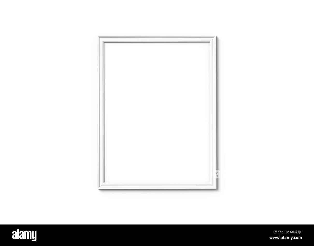 Cadre photo blanc, 3D render thin frame avec l'espace vide pour utilisations décoratives Banque D'Images