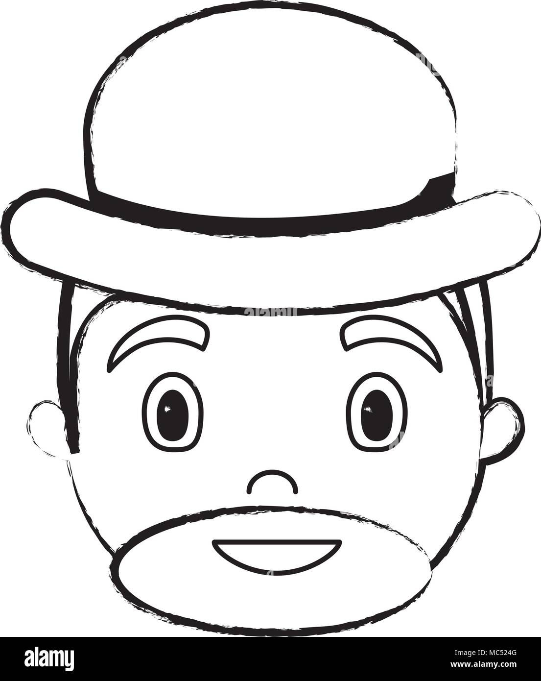 Croquis de l'homme dessin animé avec barbe et chapeau sur fond blanc ...