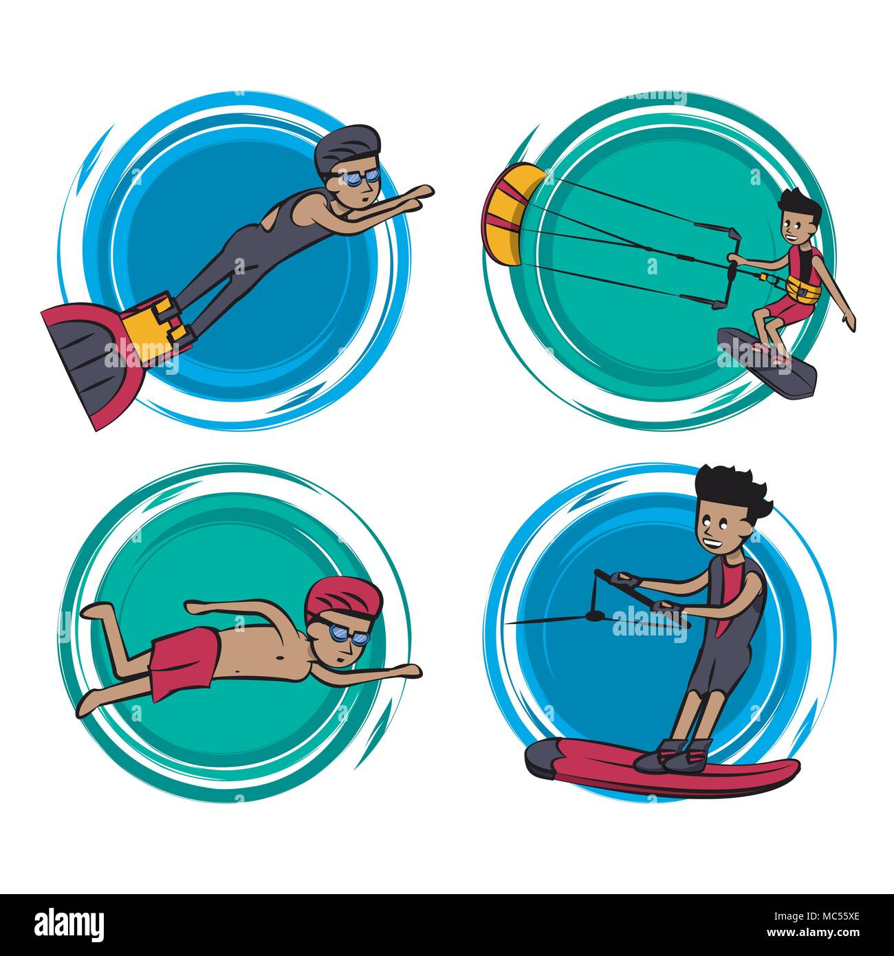 Caricatures sports d'eau Illustration de Vecteur