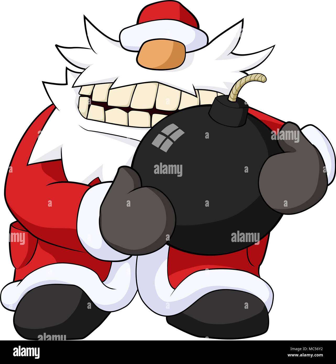 Célébration de Noël dessin animé humoristique, Santa avec grosse bombe, vector Illustration de Vecteur