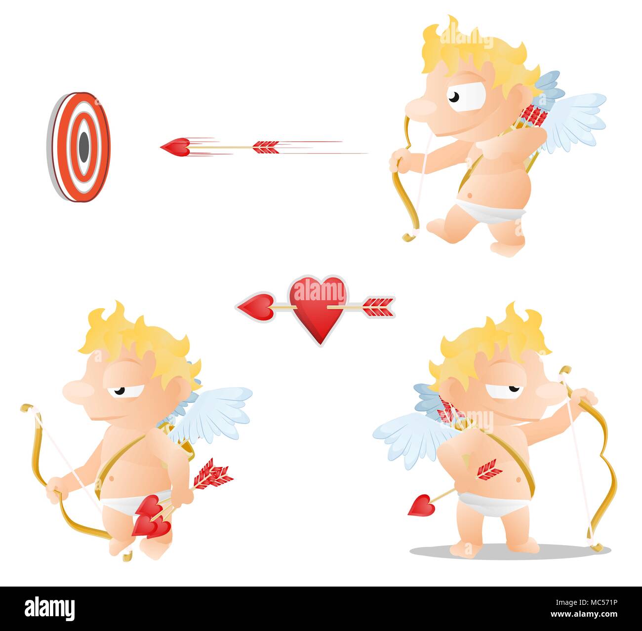 Ensemble de dessin animé Cupidon 01. Clipart.