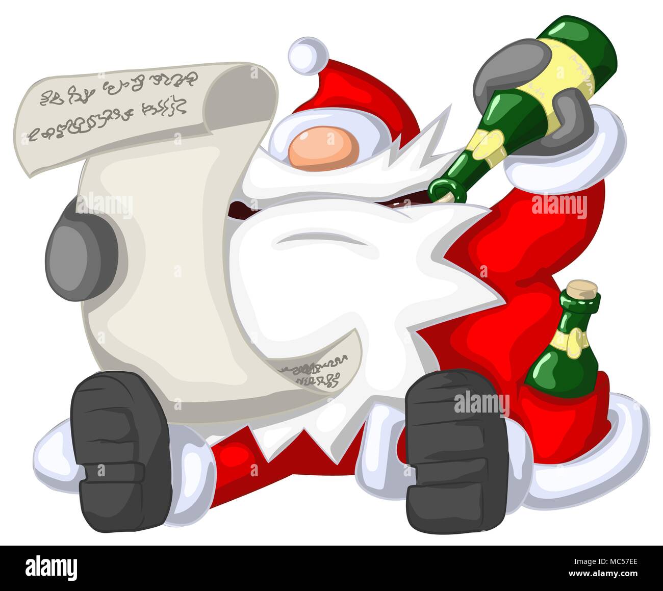 Santa Claus reading, célébration de Noël, dessin animé humoristique, vector isolated Illustration de Vecteur