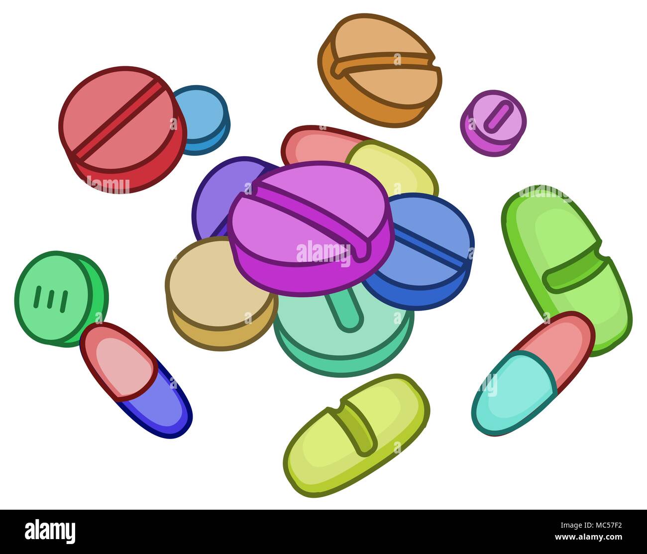 Comprimé médicament médicament cartoon dessin en couleur, vector ...