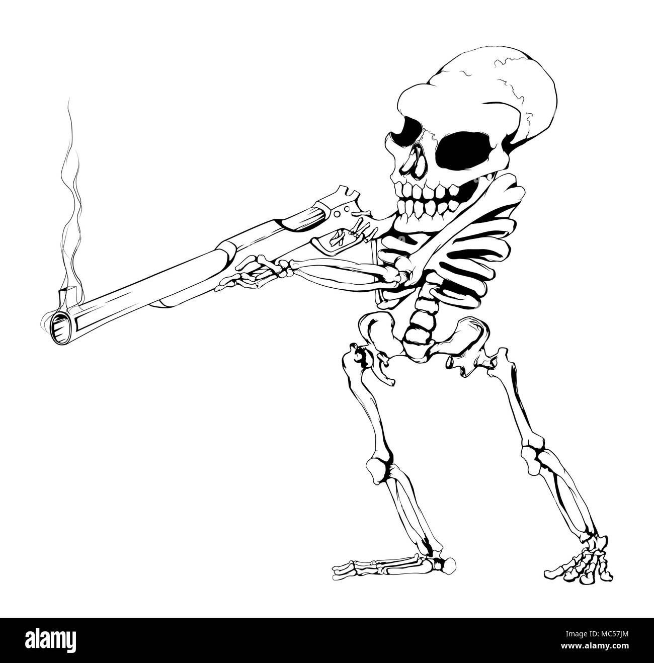 Tireur squelette noir & blanc, vertical, isolé Illustration de Vecteur