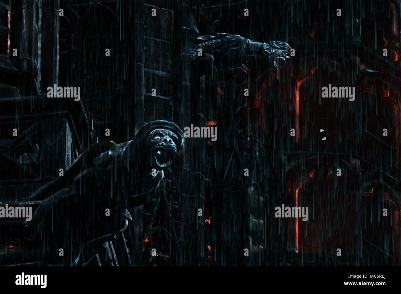 Les gargouilles sur les murs de l'ancienne cathédrale. Banque D'Images