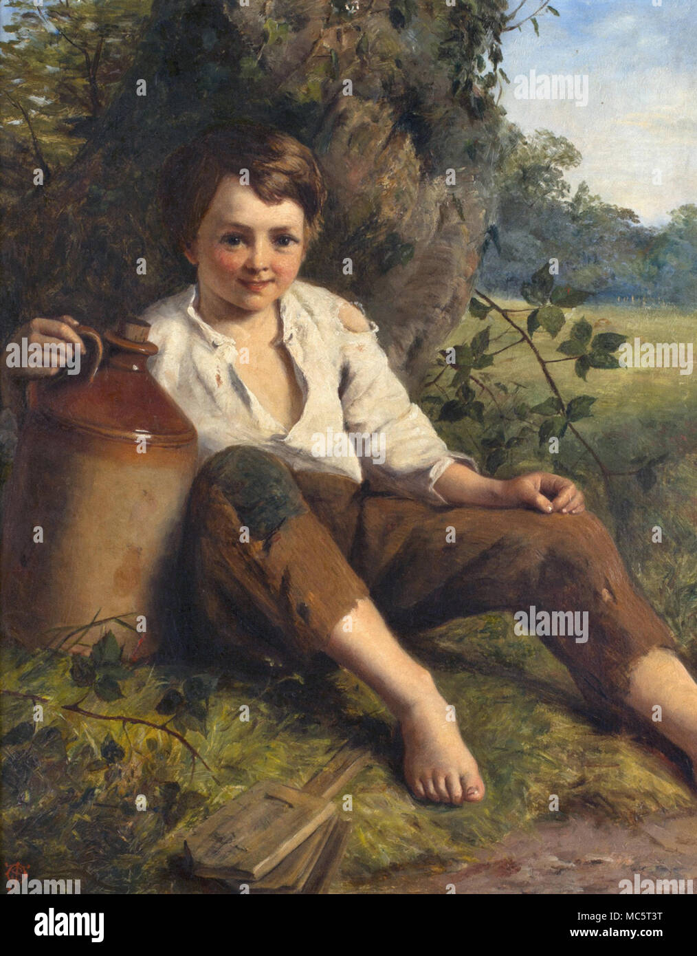 Smith John Wells - garçon reposant par un arbre Banque D'Images