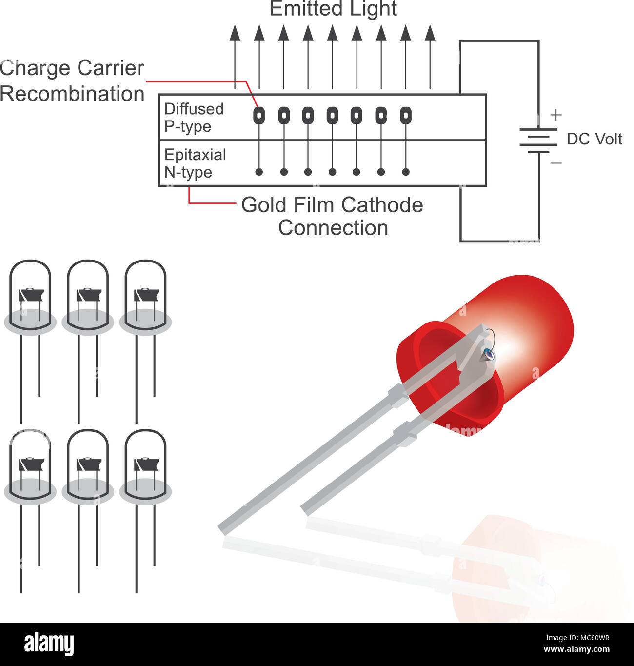 La technologie de la diode électroluminescente (DEL) de la structure. Info  L'éducation graphique Image Vectorielle Stock - Alamy