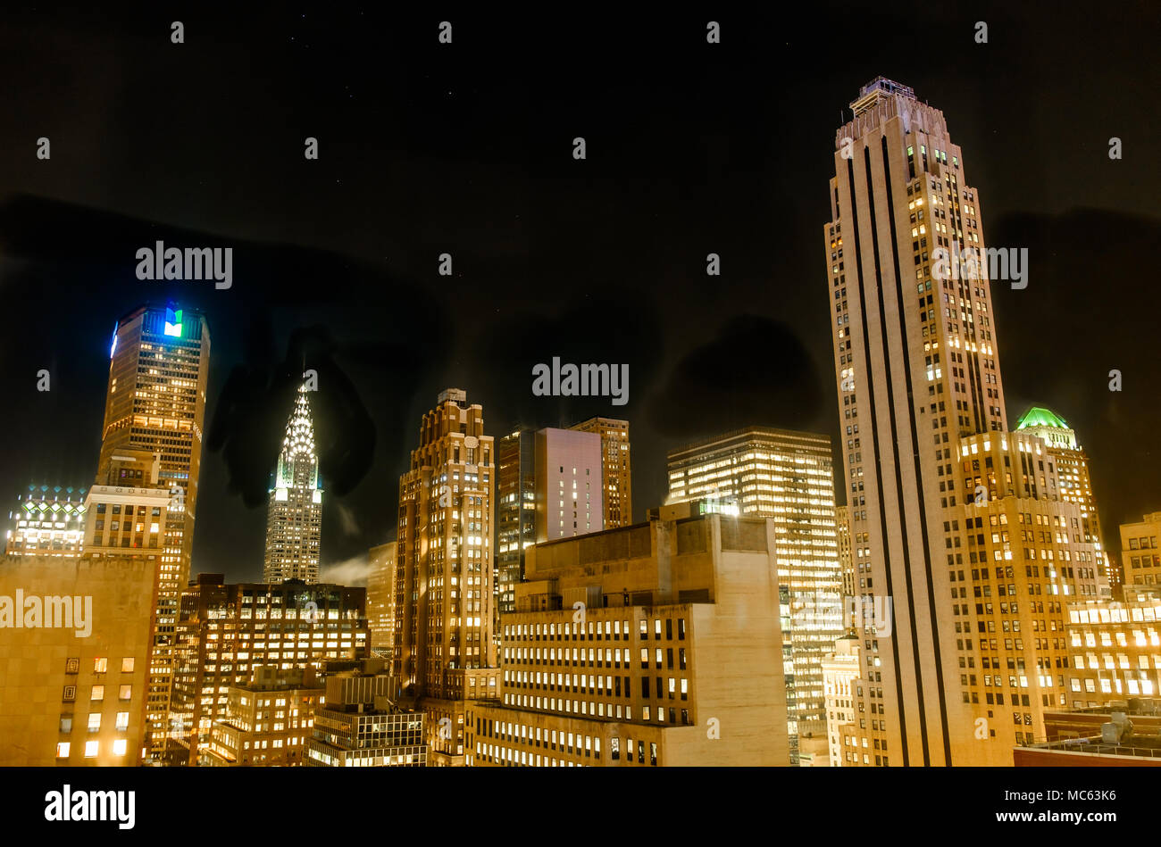 New York City, New York, janvier 2018, vue de Manhattan à la nuit de la 29e étage Banque D'Images