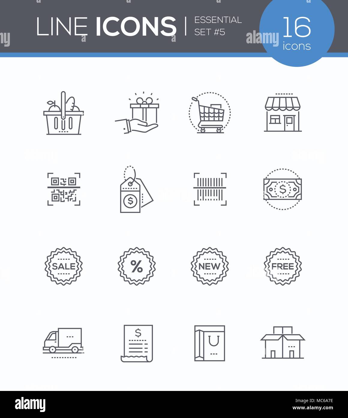 Shopping - moderne coloré vecteur icons set Illustration de Vecteur