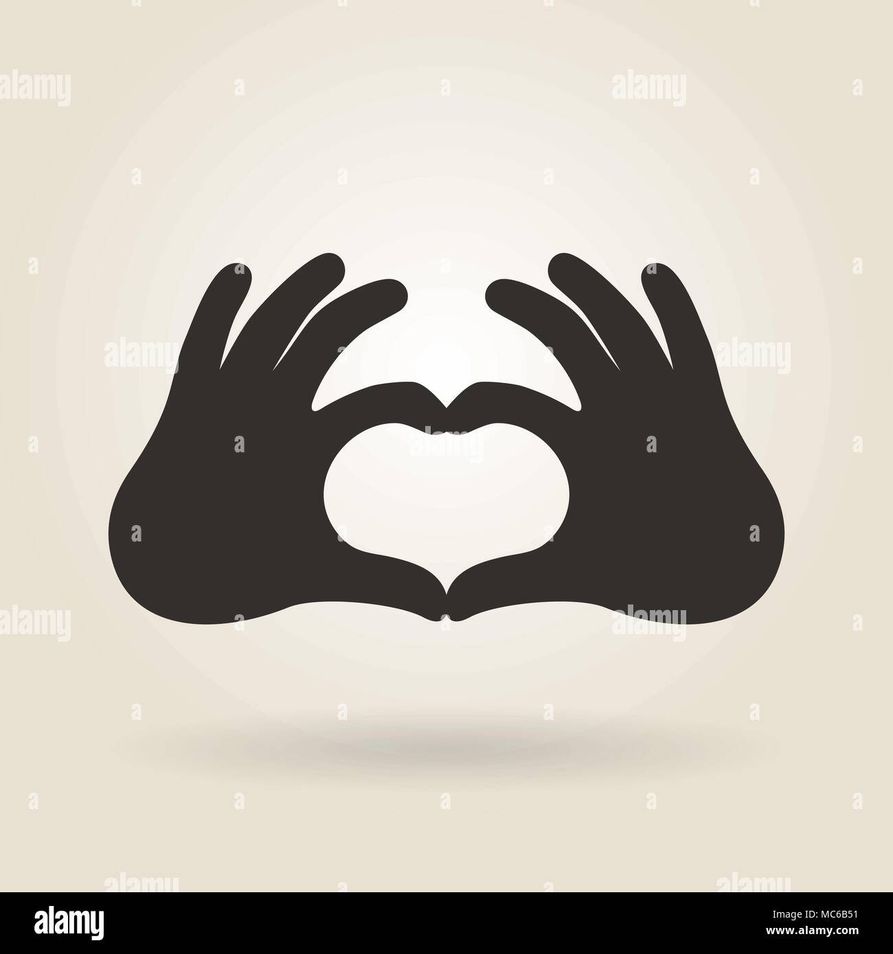 Geste de la main un signe de cœur sur un fond clair Illustration de Vecteur