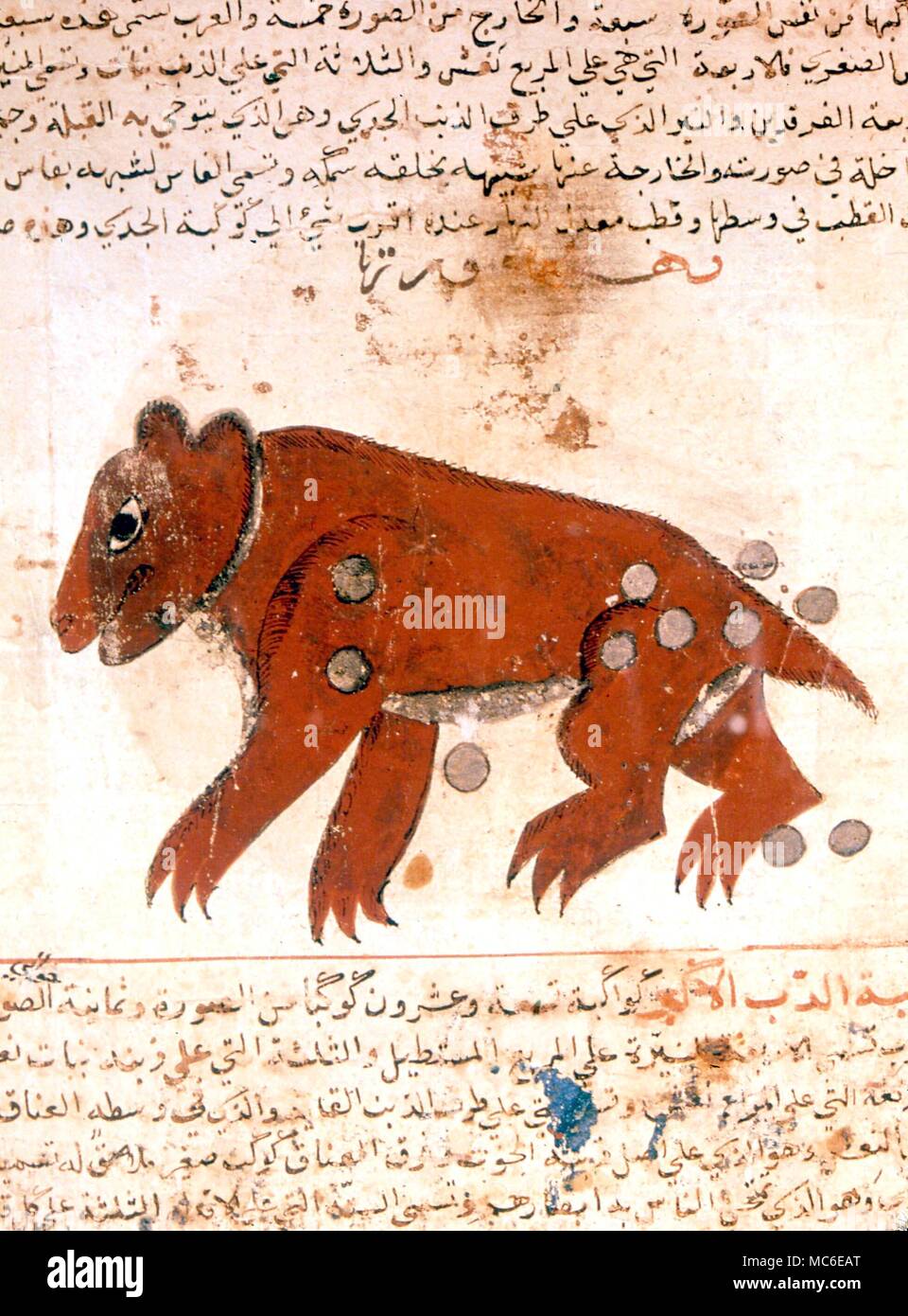 Constellations. Image de l'Arabe constellation, Dubhe, 'la Grande Ourse' à partir d'un manuscrit arabe du 18e siècle. Dans le Dar al Athar al Islammiyah, Koweït Banque D'Images