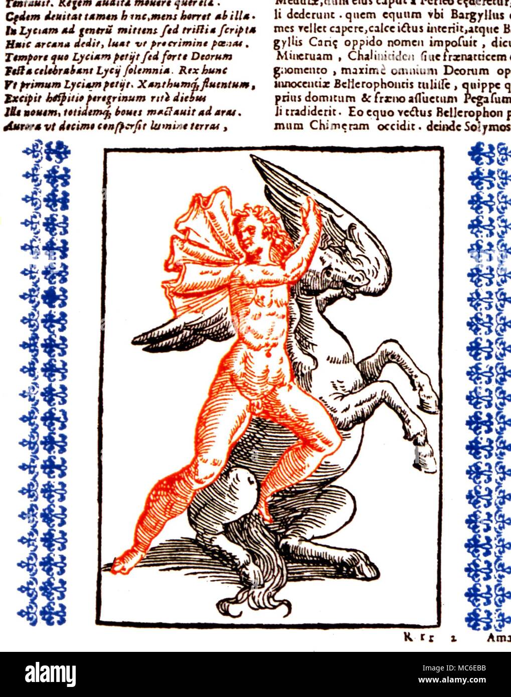 La Mythologie grecque : Bellerophon. Après une illustration dans Natalis Comitis, sive explicationis ythologiae «Fabularum, Livre 10 1616 Banque D'Images