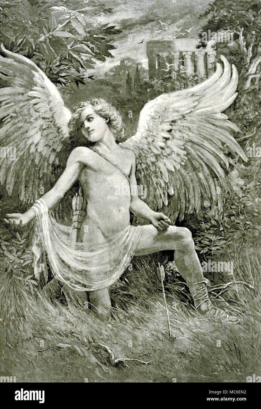 Image of Cupidon (ange avec arc et fleche). Gravure. Estampe