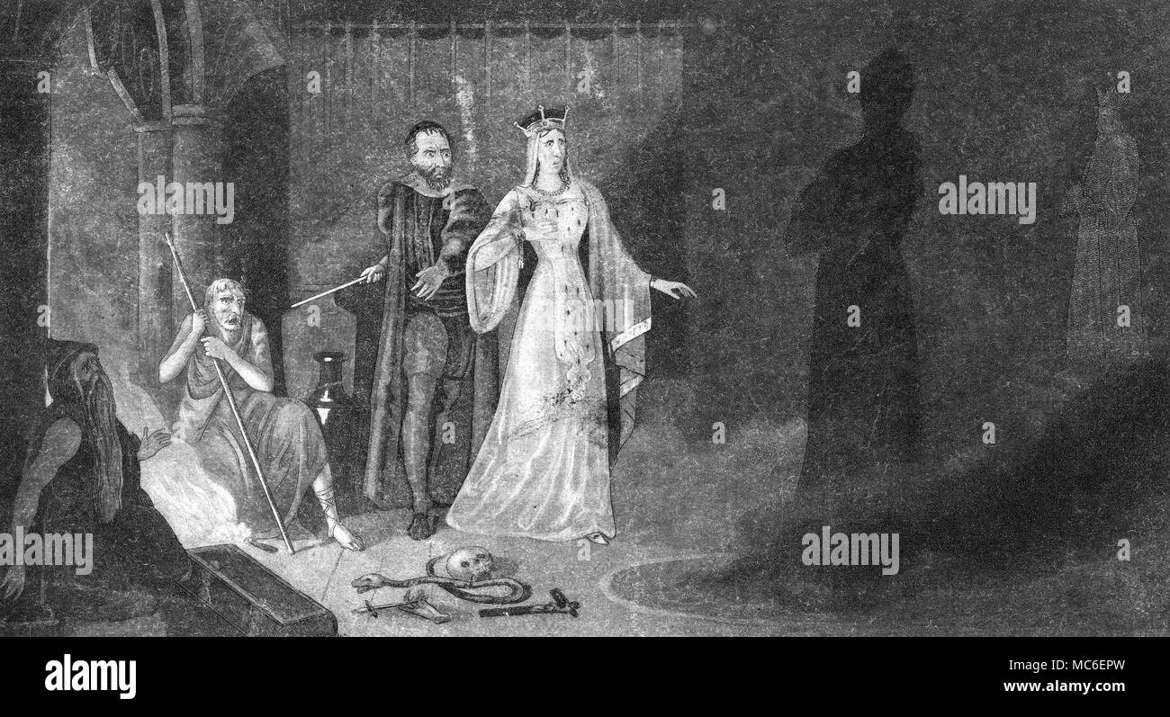 La sorcellerie - Sorcière de l'oeil l'apparence de la sorcière d'oeil dans une conjuration cercle. Gravure de 1830, par John Bennett de Londres. Banque D'Images