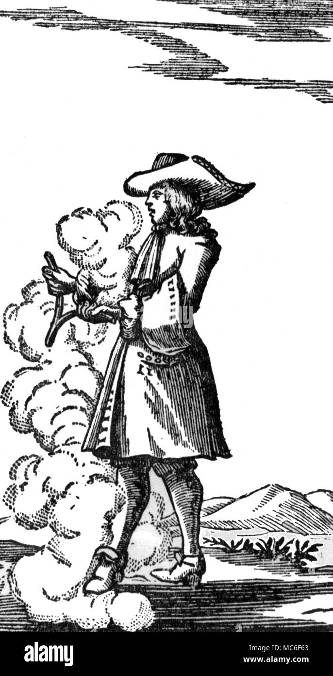 La célèbre seenteenth français siècle dowser, Jacques Aymar, qui pourrait retracer les meurtriers avec sa baguette, simplement à partir d'un échantillon de leur sang. À partir de la Pierre de Le Lorrain est la Physique occulte, 1693 Banque D'Images
