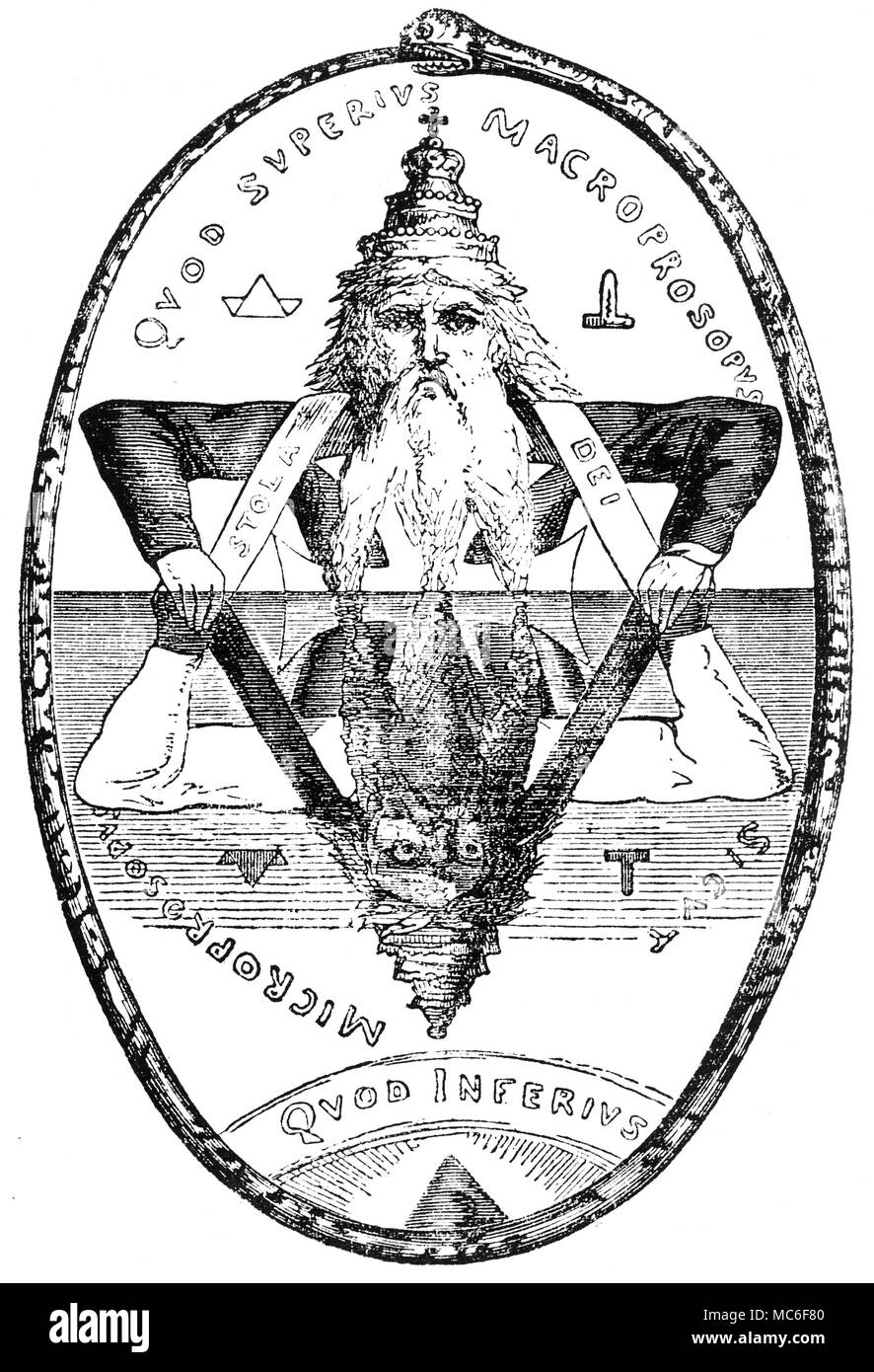 Dans le Macrocosme et microcosme sceau de Salomon, entouré par le serpent Ouroboros. D'Eliphas Levi, 'Transcendental Magic', 1896 Banque D'Images