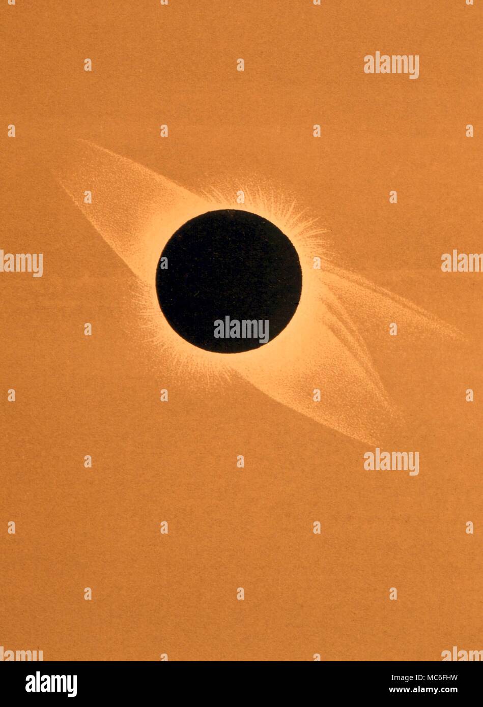 L'éclipse totale de l'astrologie, juillet 29,1878. Lithographie après photographie par Harkness Banque D'Images