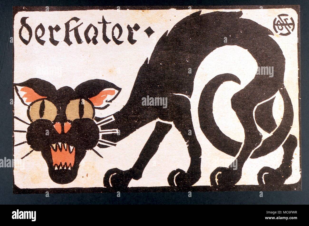 Carte allemande de l'après-'Der Kater', à partir de la collection dans le Musée du chat, Bâle, Suisse Banque D'Images