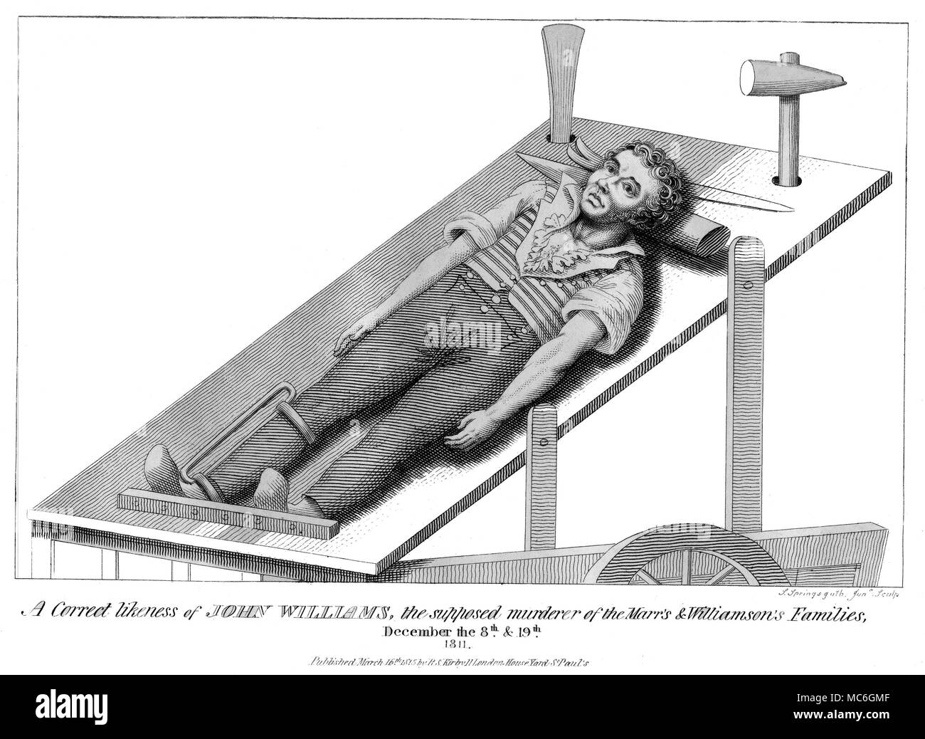 Phénomènes étranges une bonne ressemblance de John Williams, le meurtrier supposé de la Marr's et pic de famille le 8 décembre et 19 décembre 1811. Gravure de 1815, utilisé dans Kirby et merveilleux musée excentrique ; ou, d'un magazine de caractères remarquables, 1820. Banque D'Images