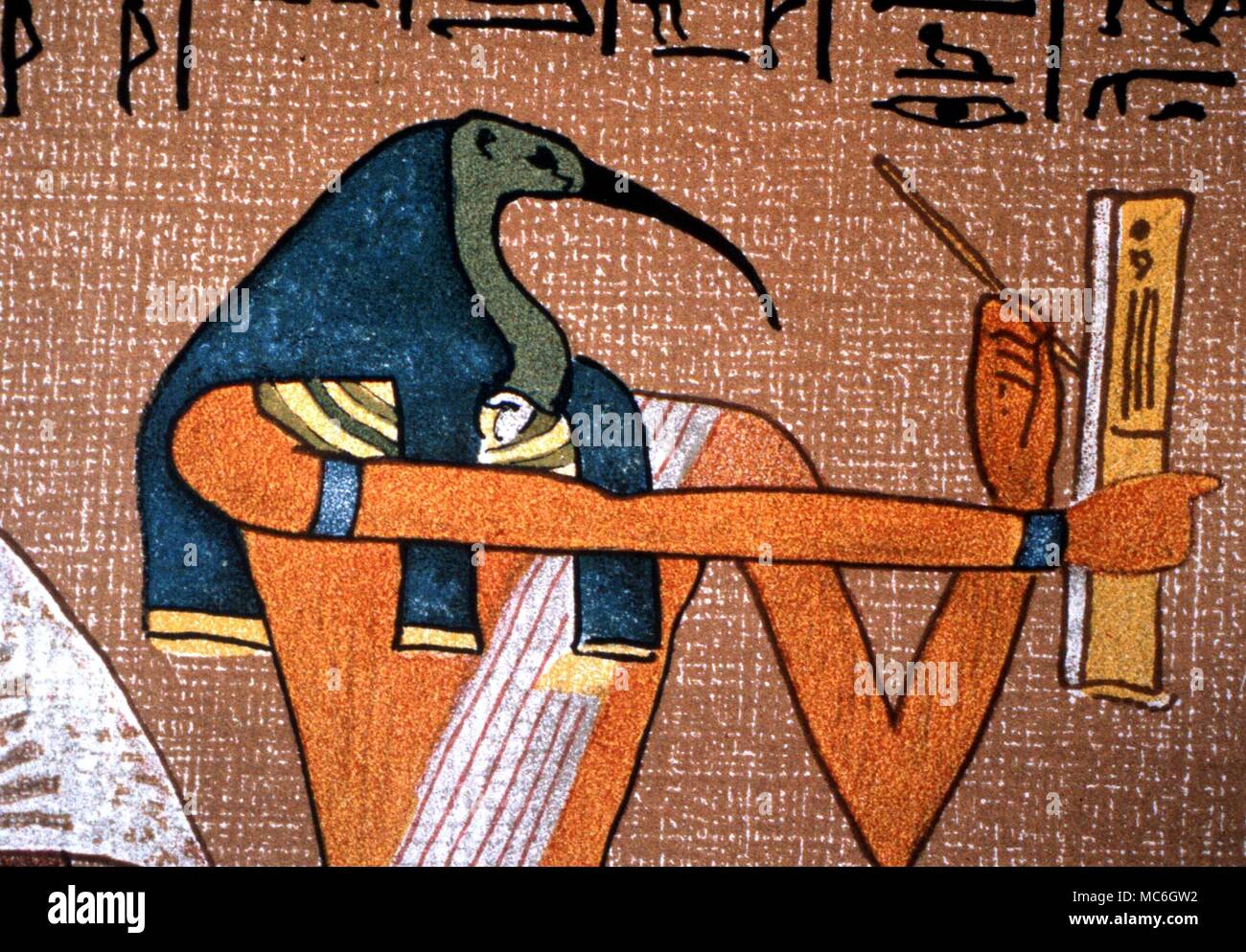 Mythologie égyptienne- Thot, le scribe des dieux, l'enregistrement d'un nouveau procès d'une personne décédée. À partir de l'adresse de Hunefer dans le Livre des morts égyptien. Thot est l'équivalent de la Lipika Banque D'Images