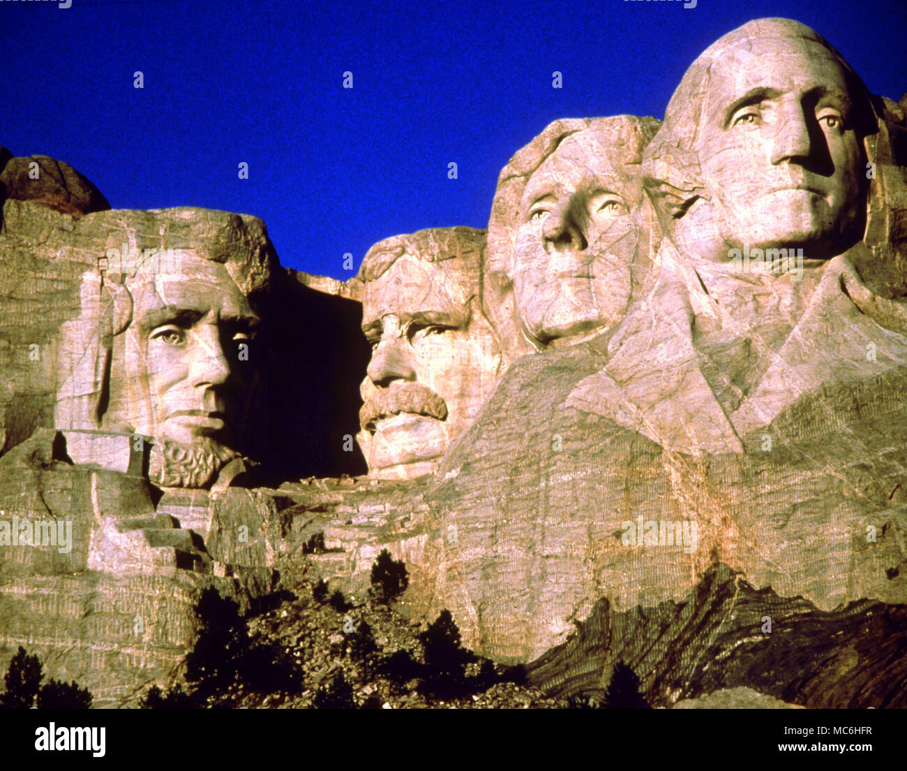 Le Mémorial du Mont Rushmore dans le Dakota du Sud. Les chefs des quatre géants de l'ancien président de l'USA qui étaient maçons. Banque D'Images