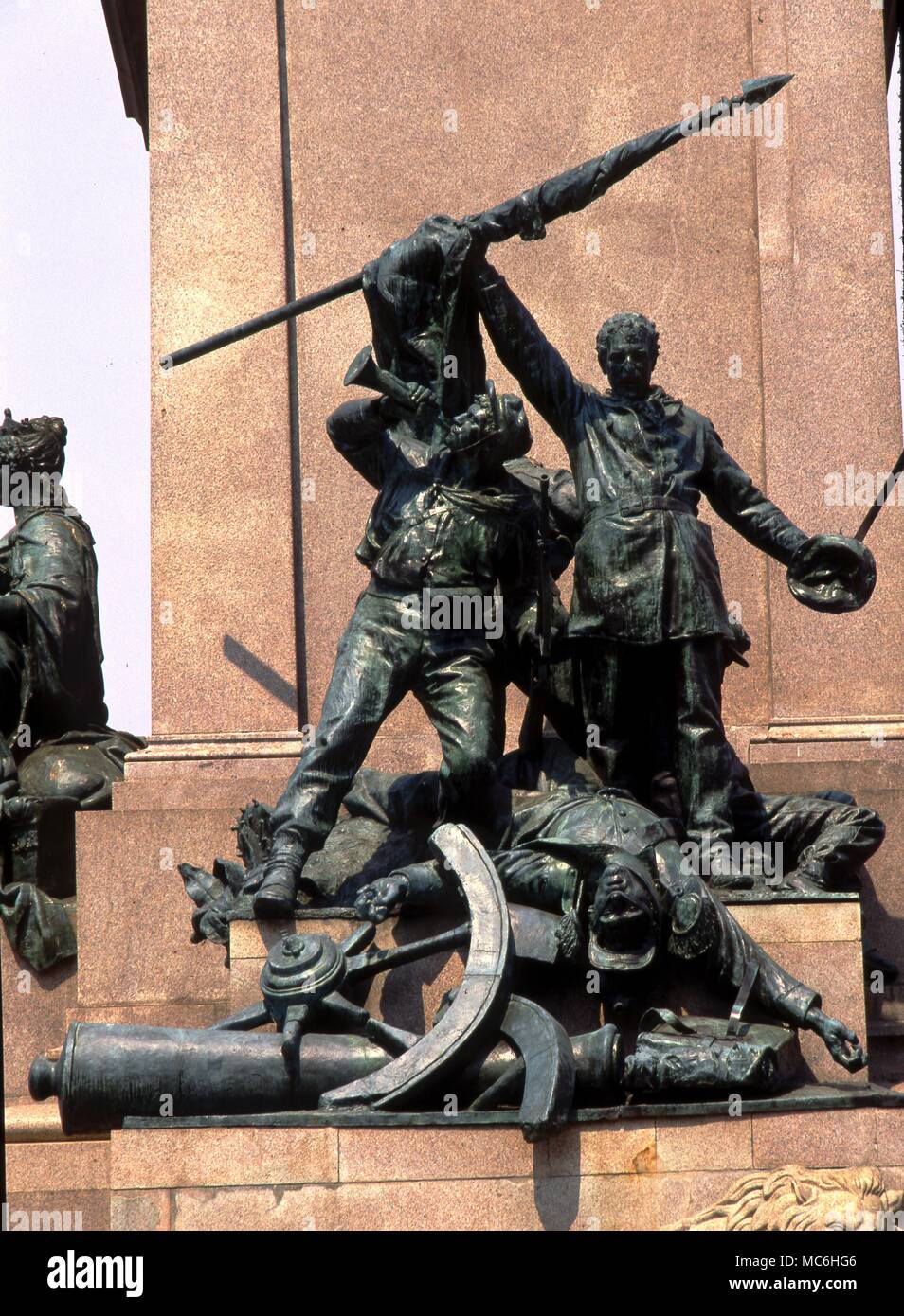 Symbolisme maçonnique sur l'inscription dédicatoire sur le monument à Garibaldi sur le Janicule à Rome. Banque D'Images