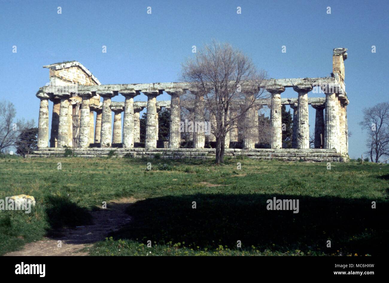 Italie Paestum (début des temples grecs) le grec ancien temple de Ceres Paestum Banque D'Images