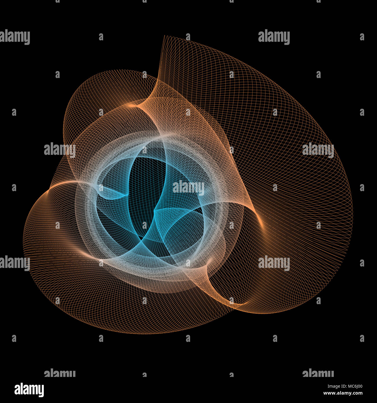 Tirée par un harmonograph les courbes de demande. Initialement, le harmonograph est un dispositif mécanique qui a été utilisé pour dessiner des pendules oscillante photos. Banque D'Images