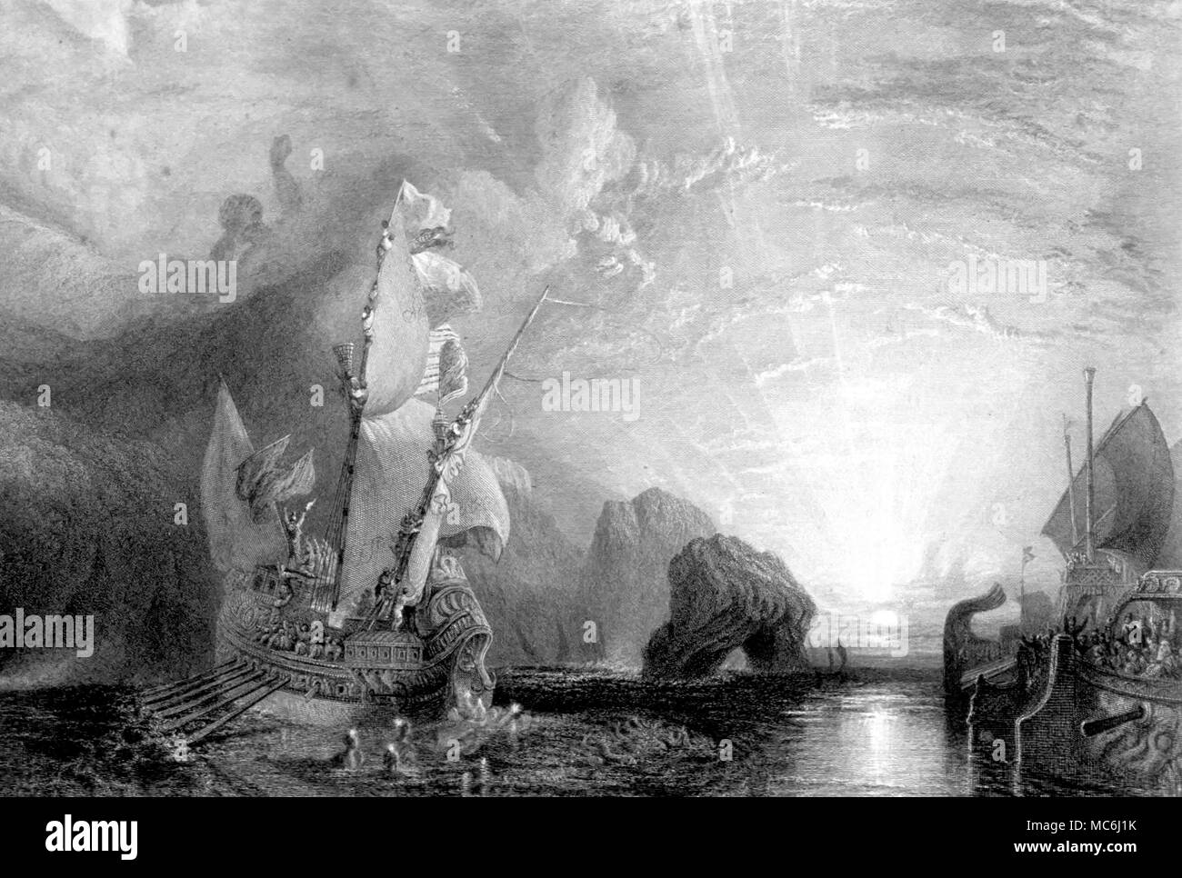 La mythologie grec Ulysse Polyphème Polyphème se moquer de peinture par J M W Turner gravée par E Goodall à partir de l'Art Journal 1863 Banque D'Images