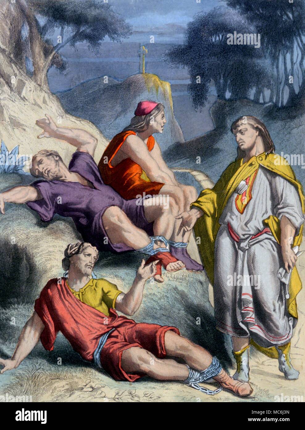 Pèlerins chrétiens paresseux et présomption simple progrès illustration lithographique par Horace Castelli pour l'édition 1860 de John Bunyan les pèlerins du progrès et d'autres travaux Banque D'Images