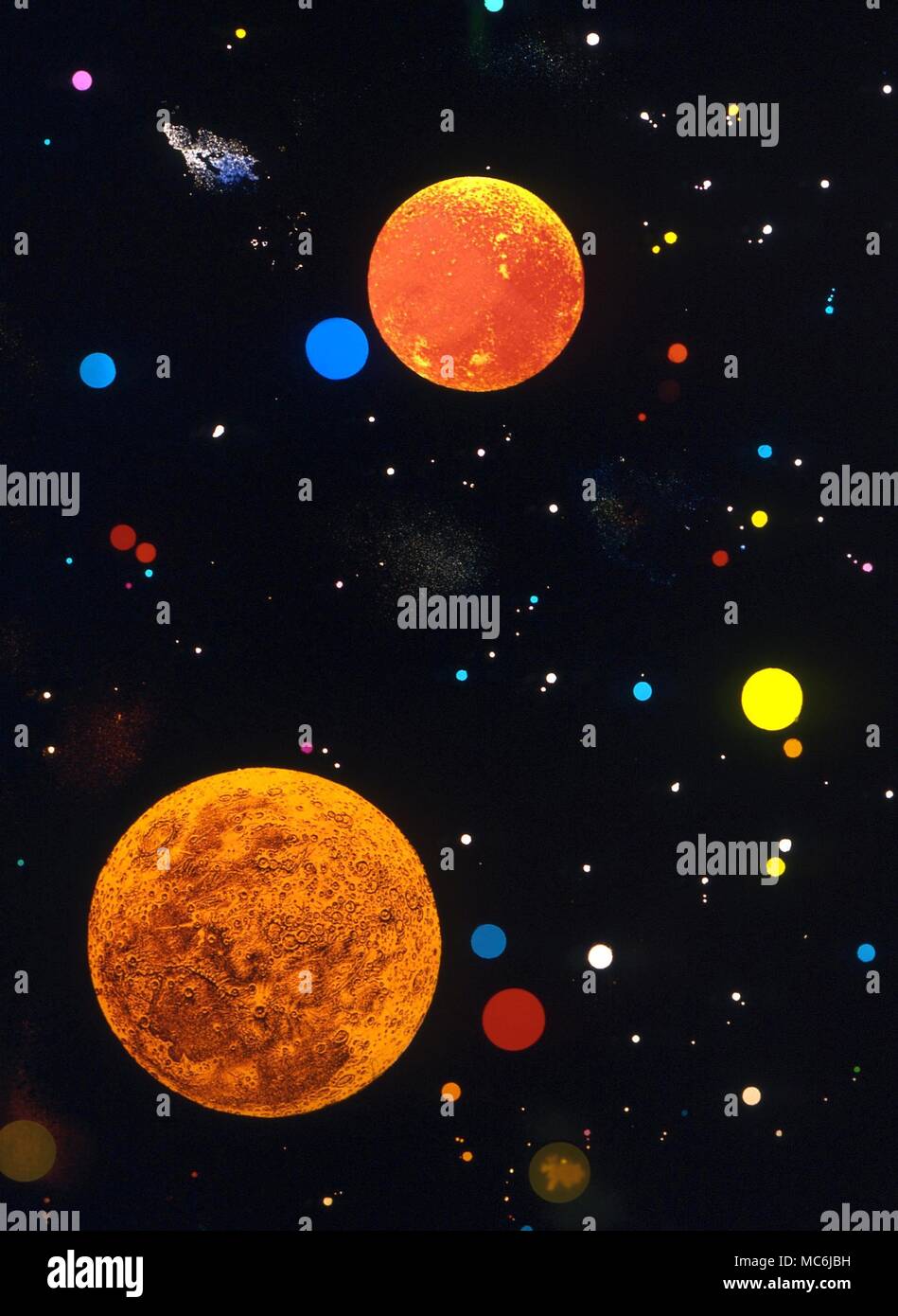 La fantaisie. Étoiles, planètes et galaxies - fantaisie paysage astral Banque D'Images