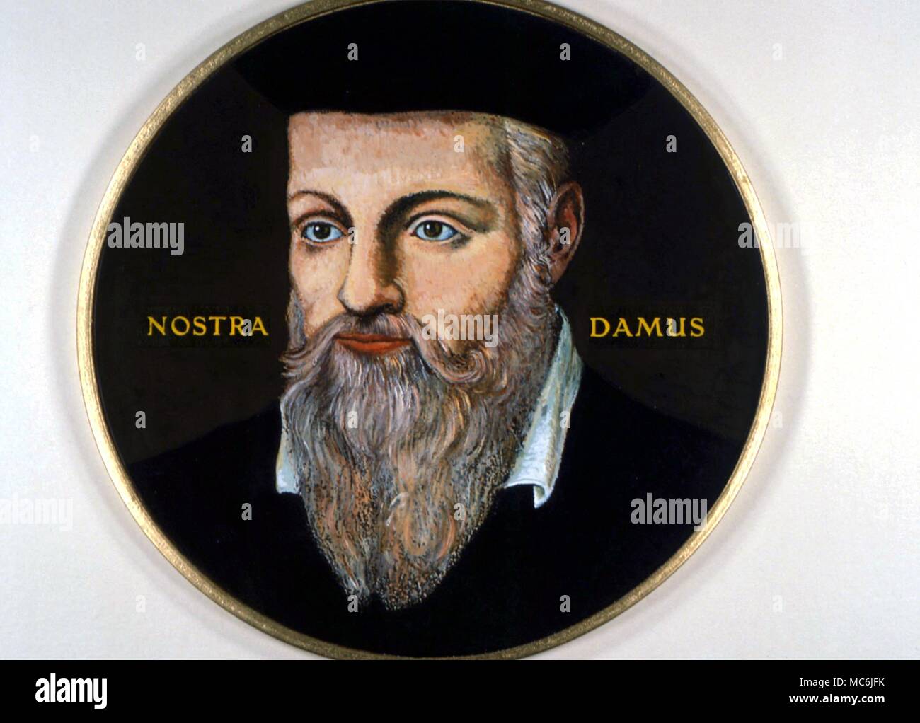 Occultistes - NOSTRADAMUS. Portrait miniature du grand devin et astrologue, Michael Nostradamus (1503-'566) Auteur de la célèbre "Siècles" de versets prophétiques Banque D'Images