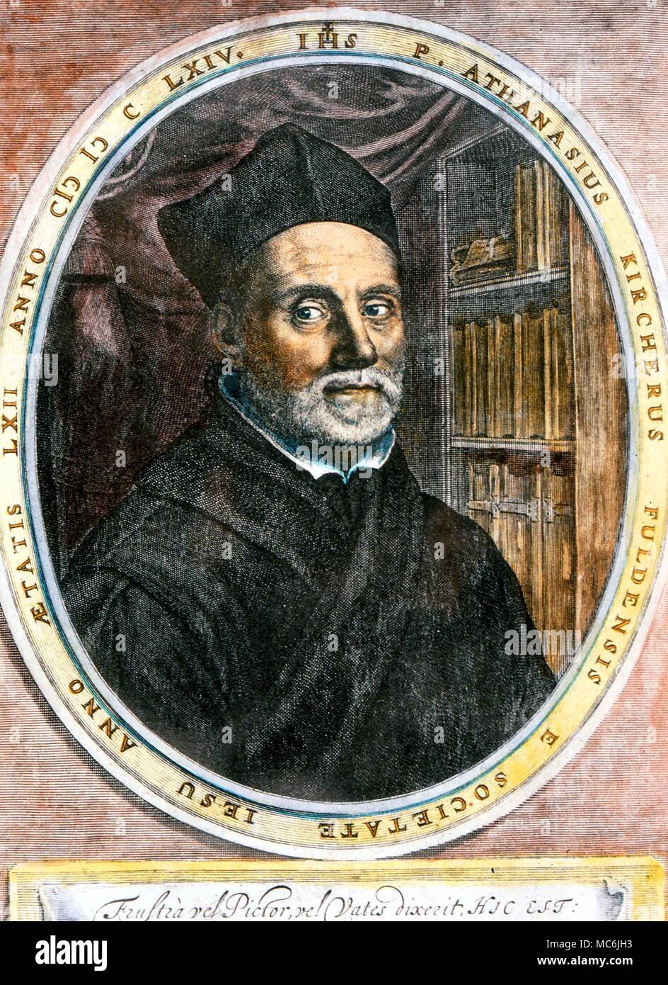 Occultistes - KIRCHER. Athanasius Kircher (1602-80), polymathe, occultiste, musicologue et hermeticist, à l'âge de 62 ans Banque D'Images
