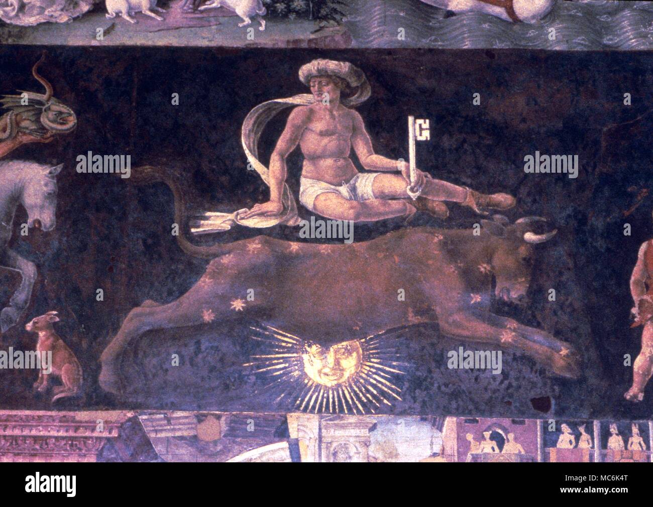 Signes du Zodiaque - le Taureau Taureau taureau à partir de la série Schiffanoia decanates dans le palais, Ferrara. 16e siècle à l'origine Banque D'Images